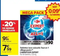 Carrefour Market Carrefour - tablettes lave-vaisselle tout en 1 mega pack expert offre