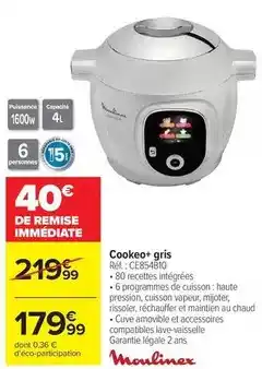Carrefour Market Moulinex - cookeo+ gris réf.: c854810 offre
