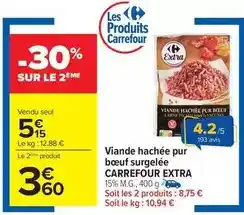 Carrefour Market Carrefour - viande hachée pur bœuf surgelée extra offre