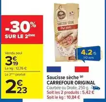 Carrefour Market Carrefour - original saucisse sèche offre