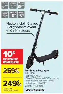 Carrefour Market Wispeed - trottinette électrique réf. : c802 offre