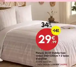Maxi Bazar Parure de lit dobby isao coton 240x220cm + 2 taies d'oreiller offre