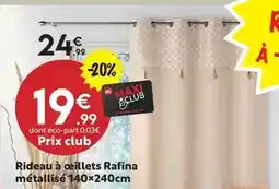 Maxi Bazar Rideau à ceillets rafina métallisé 140x240cm offre