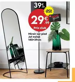 Maxi Bazar Miroir sur pied jef métal 140x39cm offre