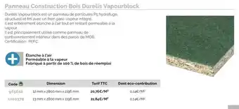 Étanche à l'air perméable à la vapeur fabriqué à partir de 100 % de bois de réemploi