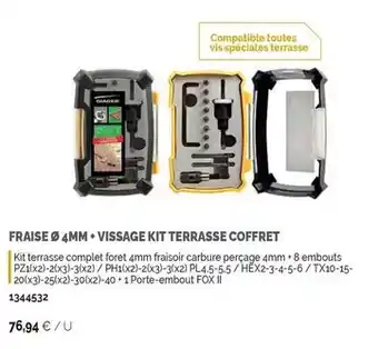 Samse Fraise 4mm + vissage kit terrasse coffret offre