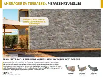 Samse Plaquette angle en pierre naturelle sur ciment avec agrafe offre