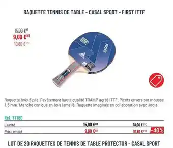 Casal Sport Raquette tennis de table offre