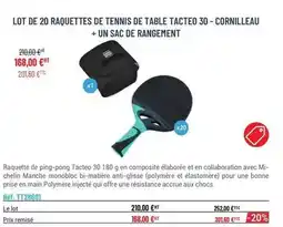 Casal Sport Lot de 20 raquettes de tennis de table tacteo 30 offre