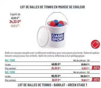 Casal Sport Lot de balles de tennis en mousse de couleur offre