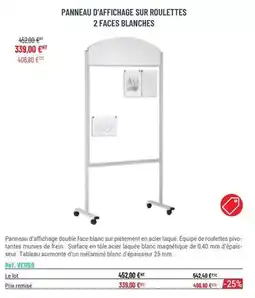 Casal Sport Panneau d'affichage sur roulettes 2 faces blanches offre