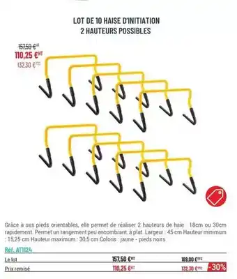 Casal Sport Lot de 10 haise d'initation 2 hauteurs possibles offre
