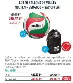 Casal Sport Molten - lot 10 ballons de volley offre