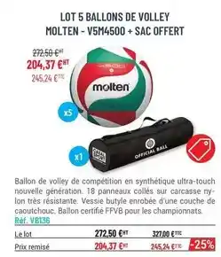 Casal Sport Molten - lot 5 ballons de volley offre