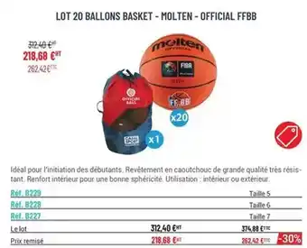 Casal Sport Molten - lot 20 ballons basket - fbb fiba taille 3 offre