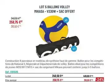Casal Sport Mikasa - lot 5 ballons volley offre
