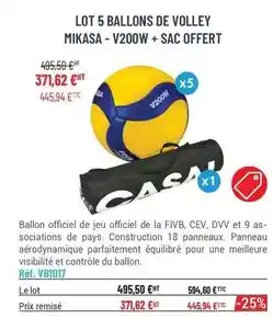 Casal Sport Mikasa - lot 5 ballons de volley -v200w + sac offert offre