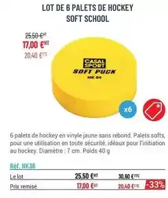Casal Sport Lot de 6 palets de hockey soft school offre