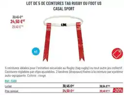 Casal Sport Lot de 5 de ceintures tag rugby ou foot us casal sport offre