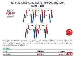 Casal Sport Fa - lot de 10 ceintures de rugby et football américain offre