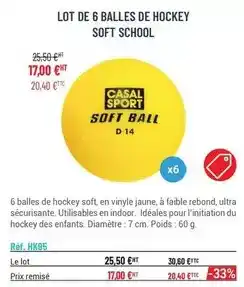 Casal Sport Lot de 6 balles de hockey soft ball offre