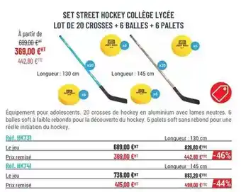 Casal Sport Set street hockey collège lycée lot de 20 crosses + 6 balles + 6 palets offre