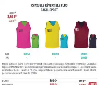 Casal Sport Maille - chasuble reversible fluo casal sport offre