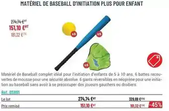 Casal Sport Complet - matériel de baseball d'initiation plus pour enfant offre