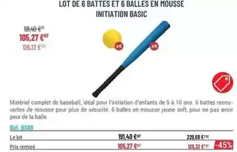 Casal Sport Complet - lot de 6 battes et 6 balles en mousse initiation basic offre