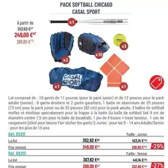 Casal Sport Pack softball chicago offre