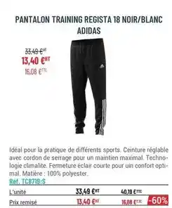 Casal Sport Adidas - pantalon training regista 18 noir/blanc offre