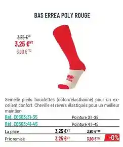 Casal Sport Bas errea poly rouge offre