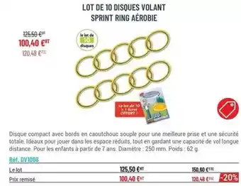 Casal Sport Lot de 10 disques volant sprint ring aérobie offre