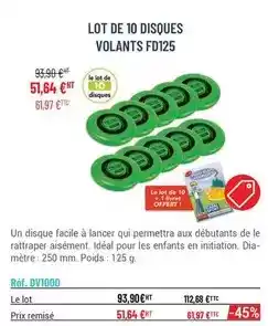 Casal Sport Facile - lot de 10 disques volants fd125 offre