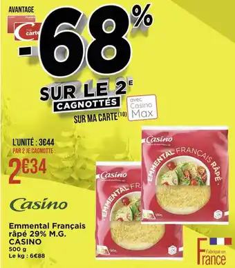 Géant Casino Casino emmental français râpé 29% m.g. offre