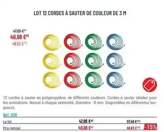 Casal Sport Sauter - lot 12 cordes à de couleur de 3 m offre