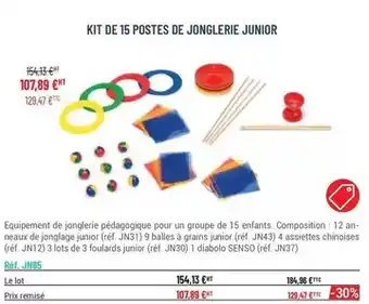 Casal Sport Kit de 15 postes de jonglerie junior offre
