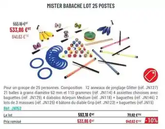 Casal Sport Mister babache lot 25 postes offre
