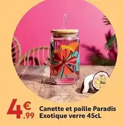 Maxi Bazar Canette et paille paradis exotique verre offre