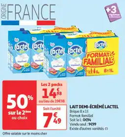 Auchan Direct Lait demi-écrémé lactel offre