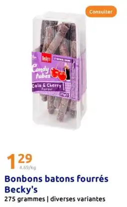 Action BECKY'S Bonbons batons fourrés offre