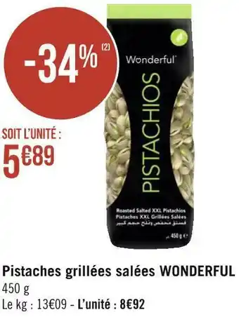 Wonderful pistaches grillées salées