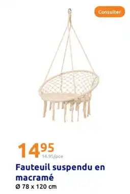 Action Fauteuil suspendu en macramé offre