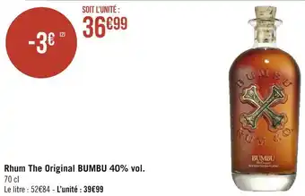 Géant Casino Bumbu rhum the original 40% vol. offre