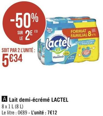 Géant Casino Lactel lait demi-écrémé offre