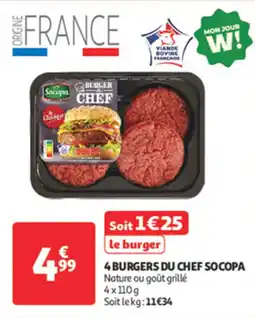 Auchan Direct 4 burgers du chef socopa offre