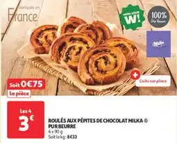 Auchan Direct Roulés aux pépites de chocolat milka pur beurre offre