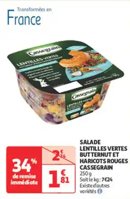 Auchan Direct Salade lentilles vertes butternut et haricots rouges cassegrain offre
