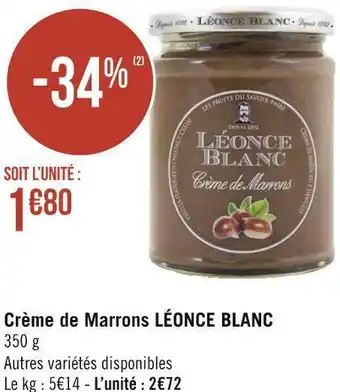 Géant Casino Léonce blanc crème de marrons offre