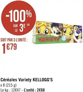 Géant Casino Kellogg’s céréales variety offre